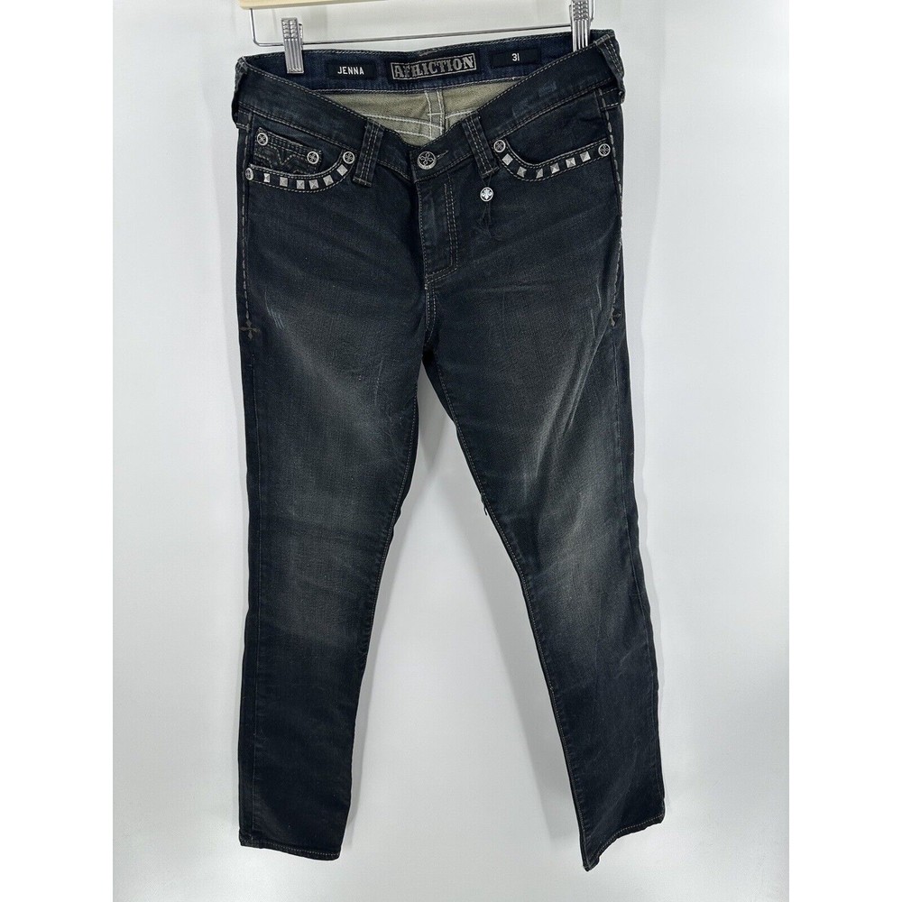 Affliction Jenna Women’s Black Skinny Denim Jeans Size 31x34
